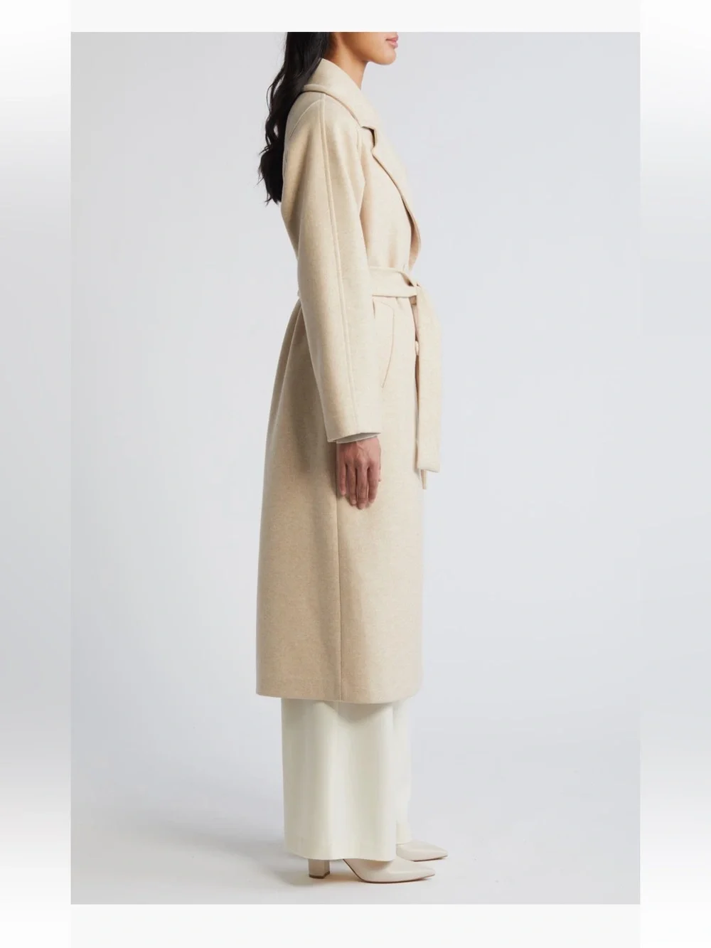 Bernardo Double Breasted Belted Coat trench coat jacket beige oatmeal large NWT